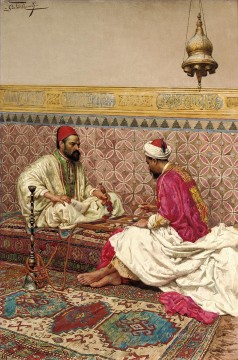 The Backgammon Players by Giulio Rosati Arabs Oil Paintings